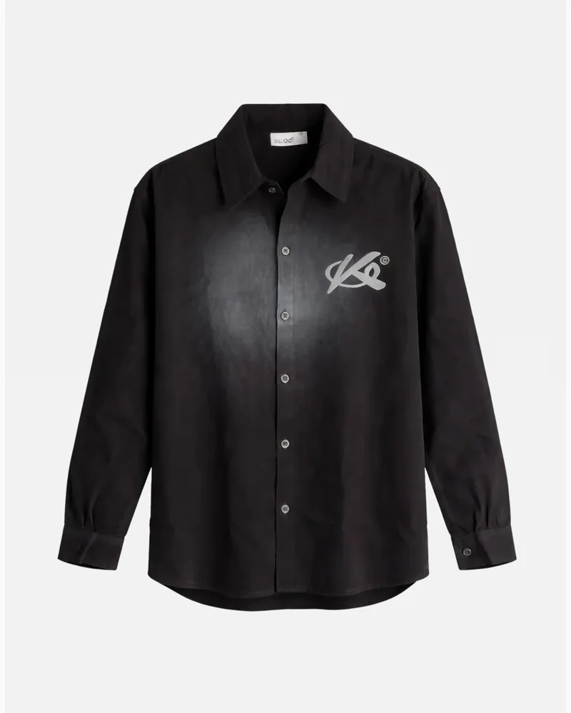 Black Acid Wash Graphic Shirt — alternate view