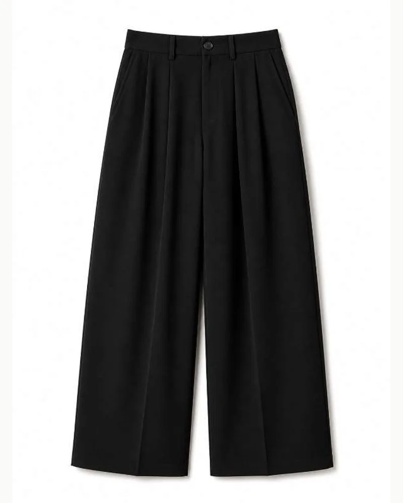 Black Wide Leg Pleated Pants