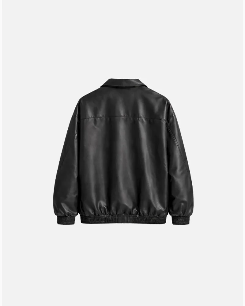 Black Vegan Leather Cargo Jacket — alternate view