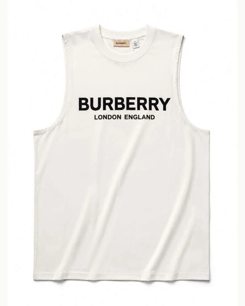 White Logo Print Sleeveless Top