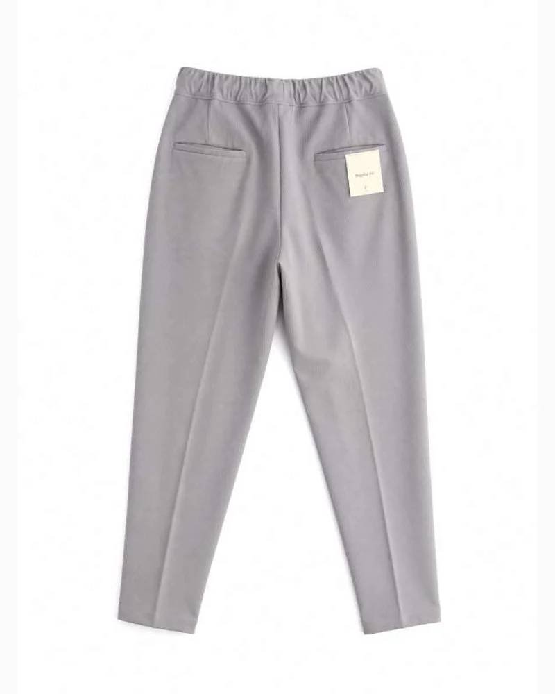 Grey Ribbed Drawstring Trousers — alternate view