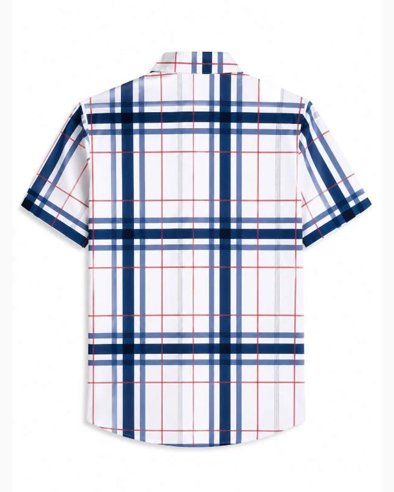 Blue Plaid Half Sleeve Shirt — alternate view
