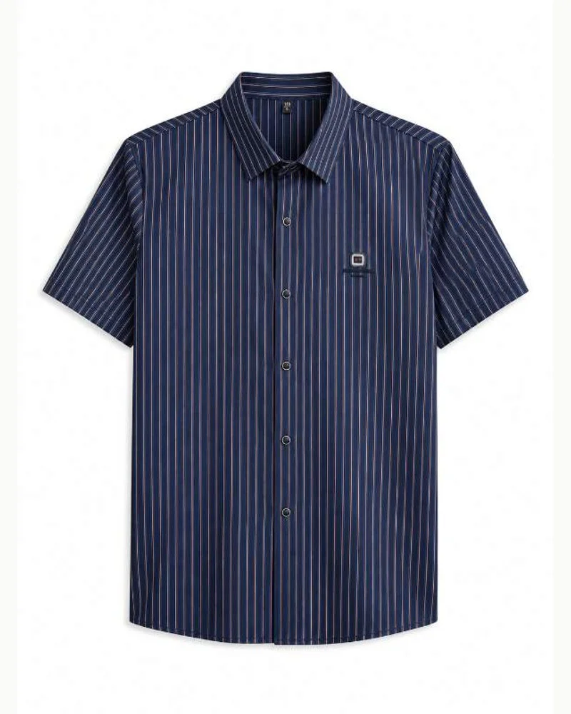 Navy Pinstripe Half Sleeve Shirt