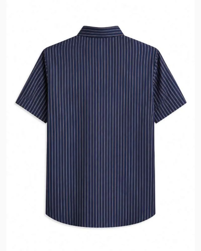 Navy Pinstripe Half Sleeve Shirt — alternate view