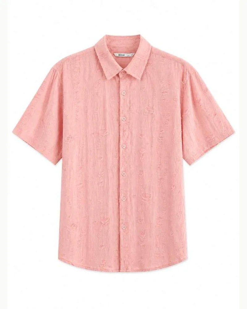 Blush Pink Textured Half Shirt