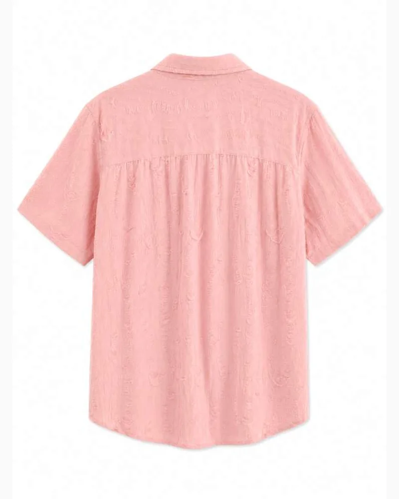 Blush Pink Textured Half Shirt — alternate view