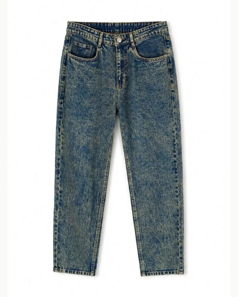 Acid Wash Straight Denim Jeans