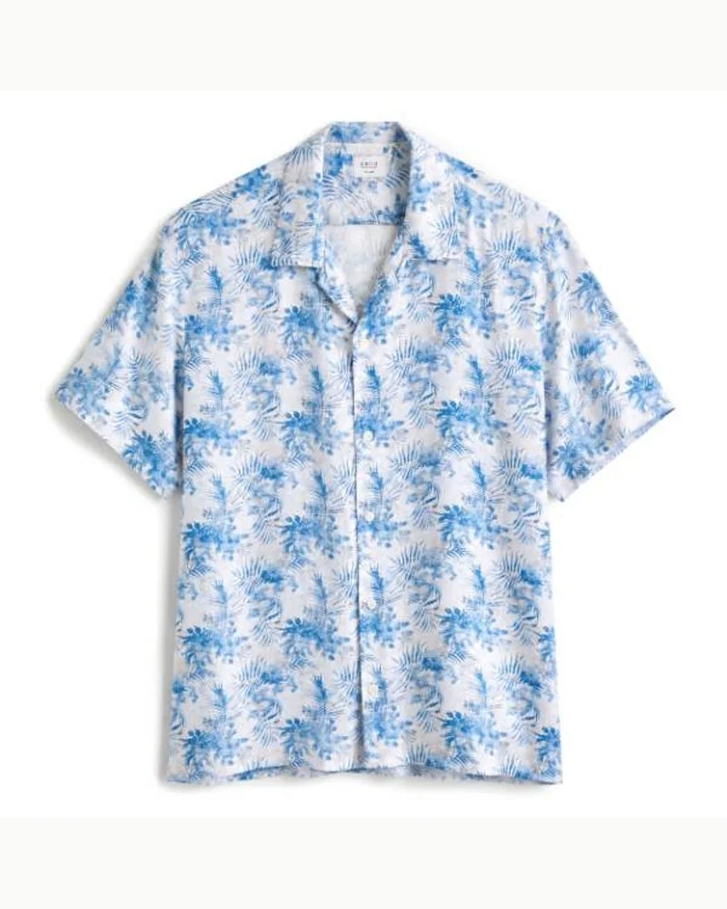 Blue Tropical Print Resort Shirt