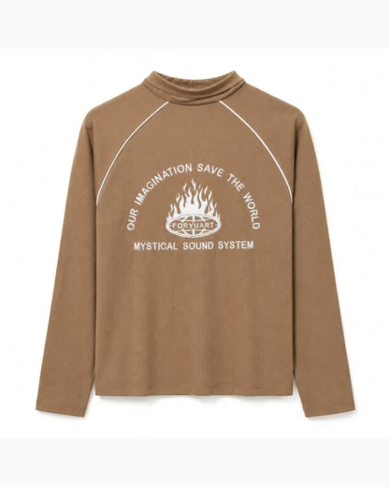 Camel Half-Zip Ribbed Sweatshirt — alternate view