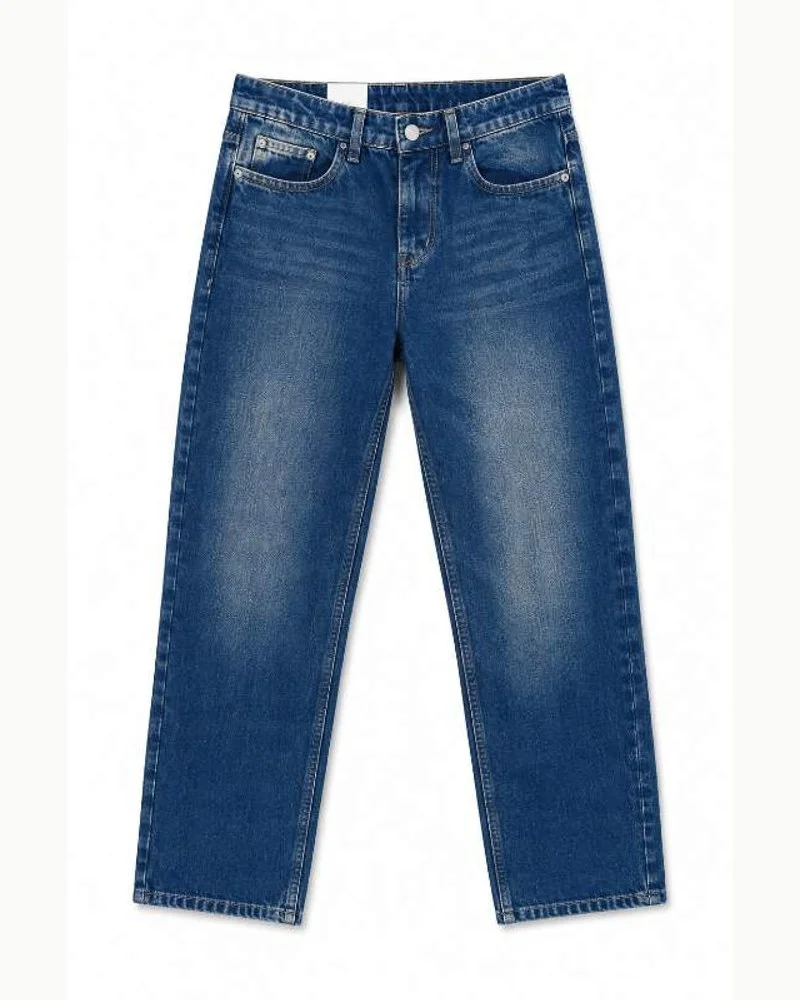 Mid Blue Straight Denim Jeans